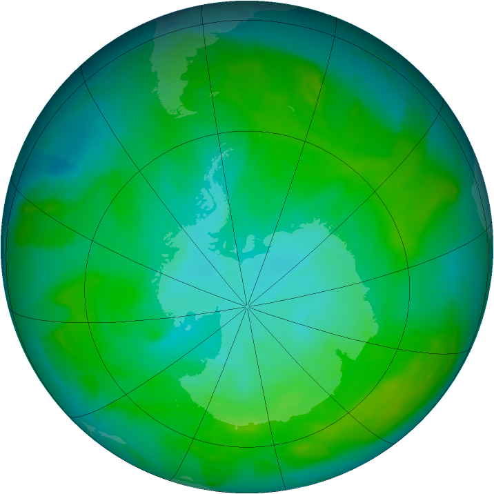 Antarctic ozone map for 27 December 2012